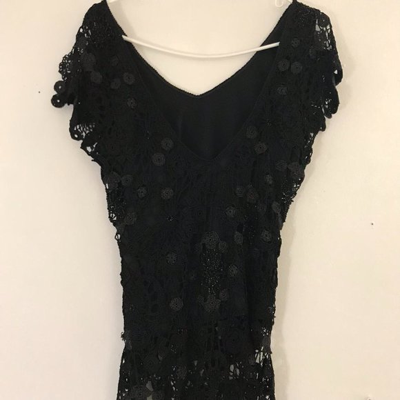 Vintage black embroidery crochet lace top - Picture 3 of 4